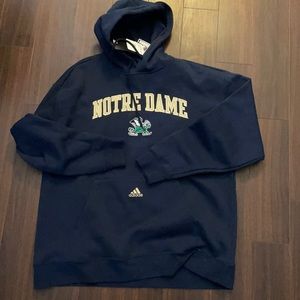 NWT ADIDAS NOTRE DAME OFFICIAL HOODIE L MENS NAVY